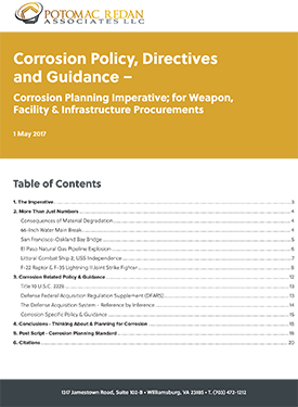 Corrosion Policy, Directives and Guidance – Corrosion Planning Imperative; for Weapon, Facility & Infrastructure Procurements